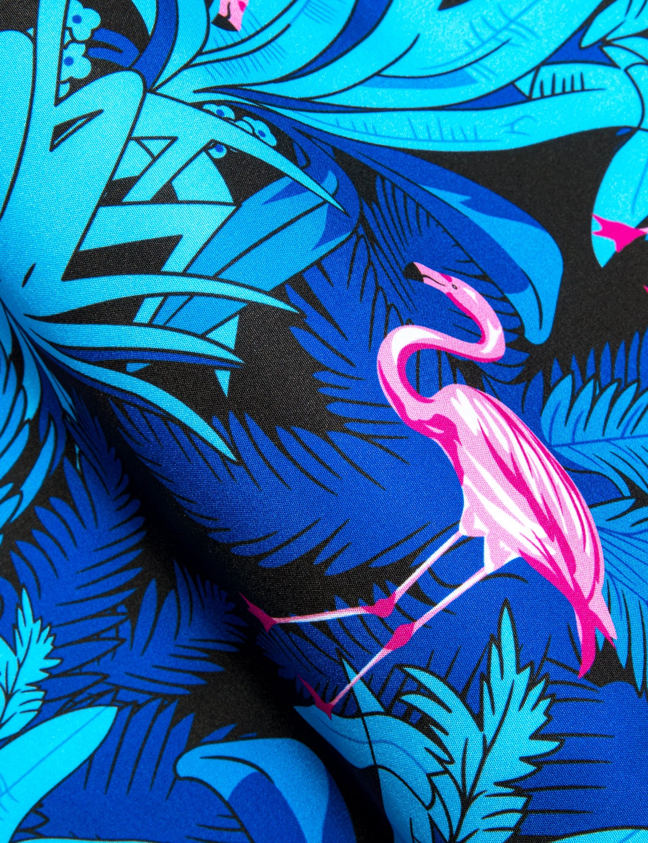 Blue Pink Flamingo Novelty Men's Short Sleeve Summer Shirt