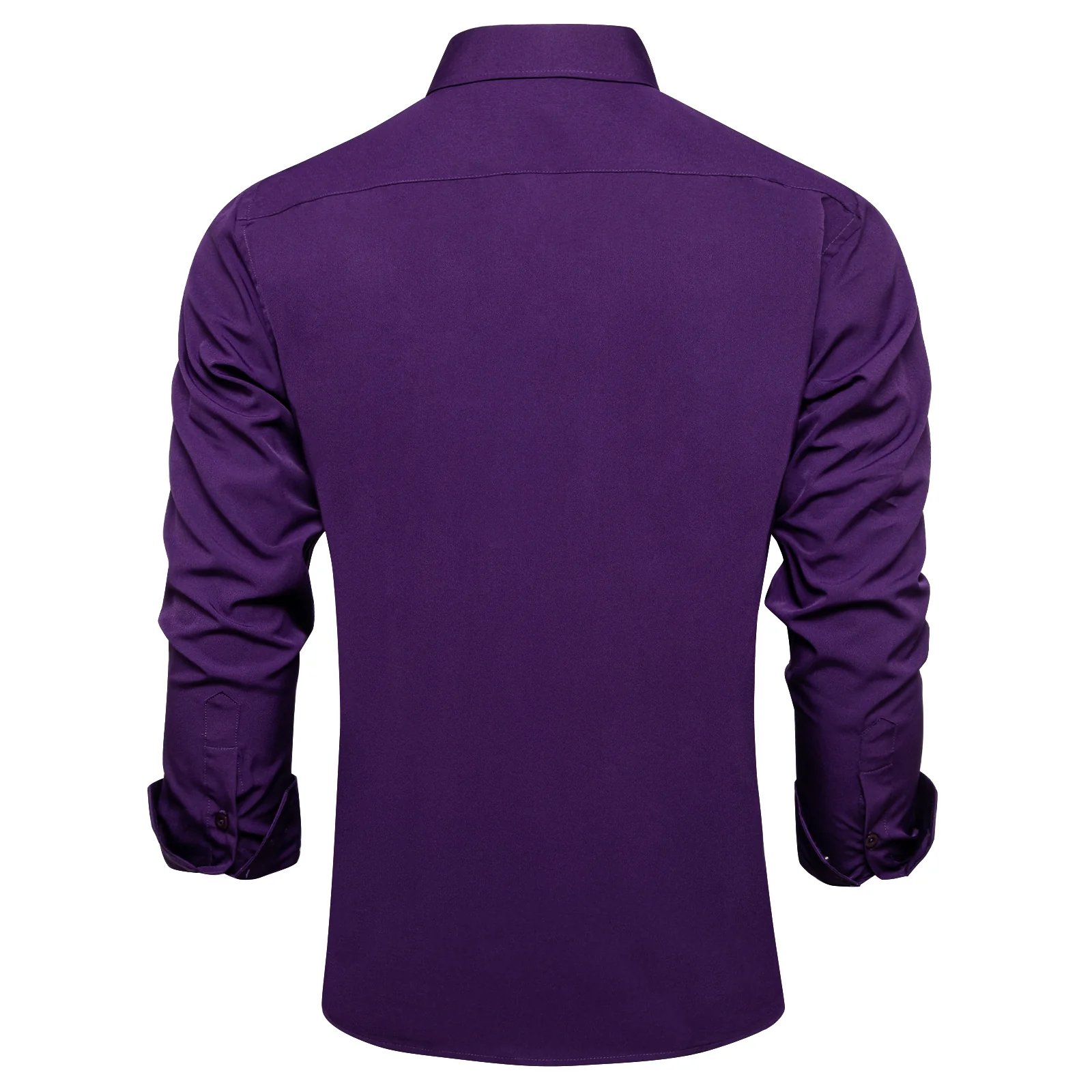 Dark Purple Solid Silk Men's Long Sleeve Business Shirt
