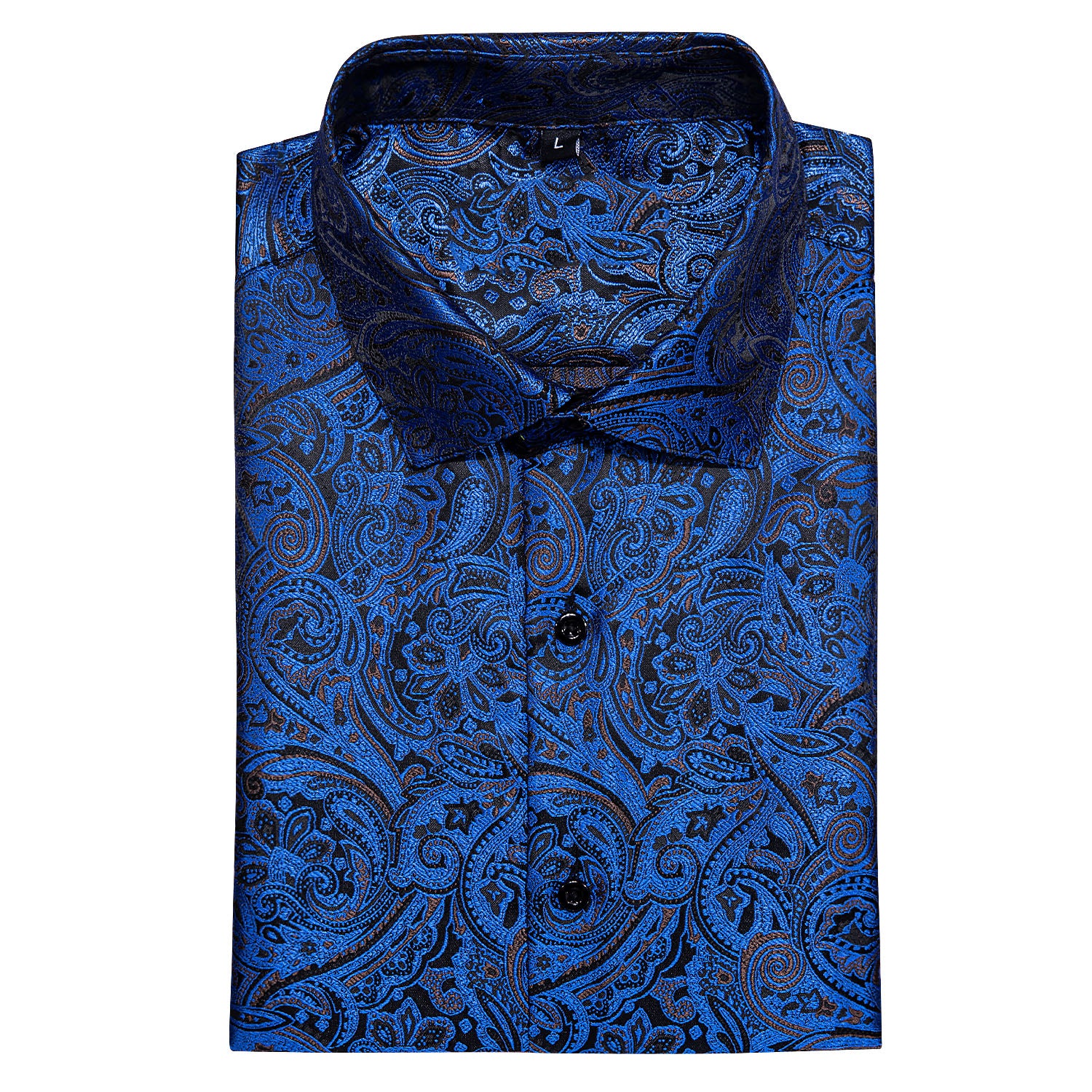 Deep Blue Paisley Silk Men's Short Sleeve Shirt