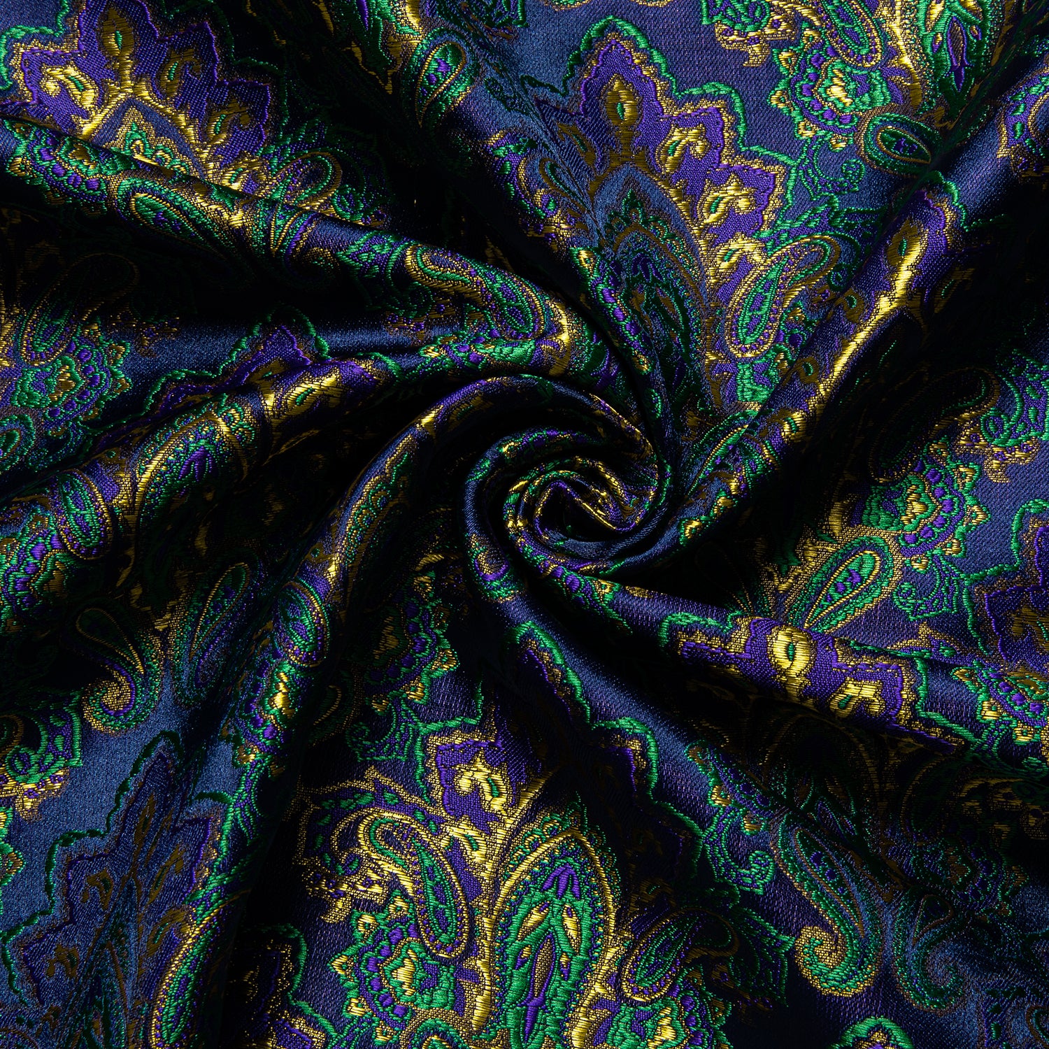 New Green Purple Paisley Silk Men's Long Sleeve Shirt