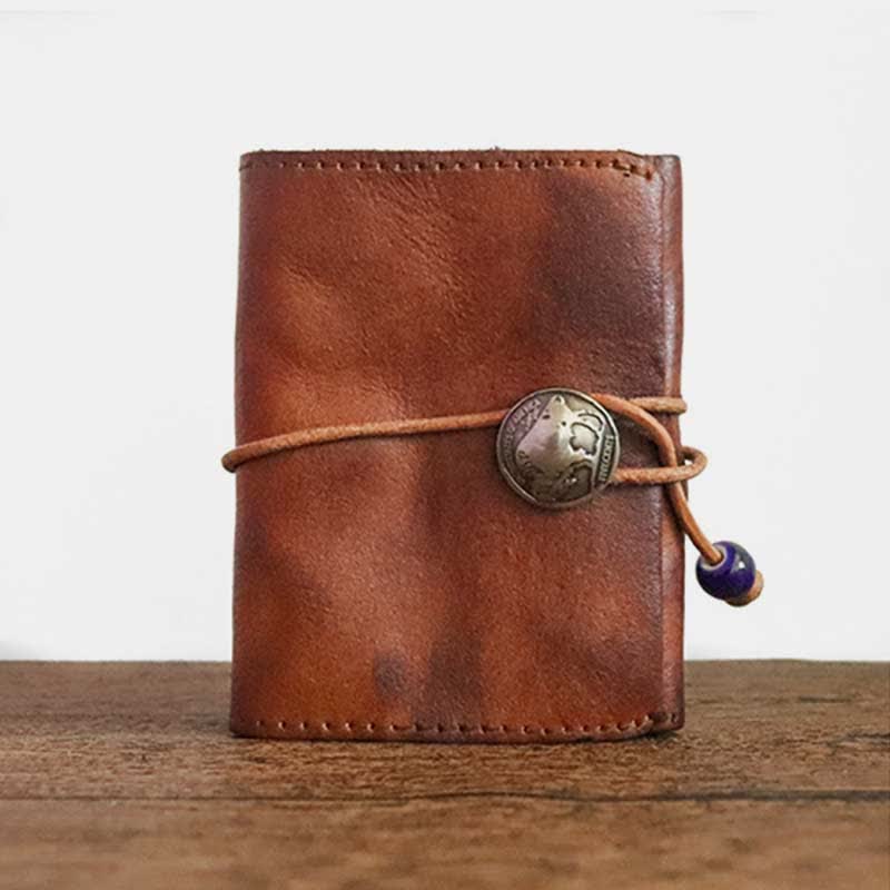 Retro Handmade Genuine Leather Card Holder Wallet for Men Women