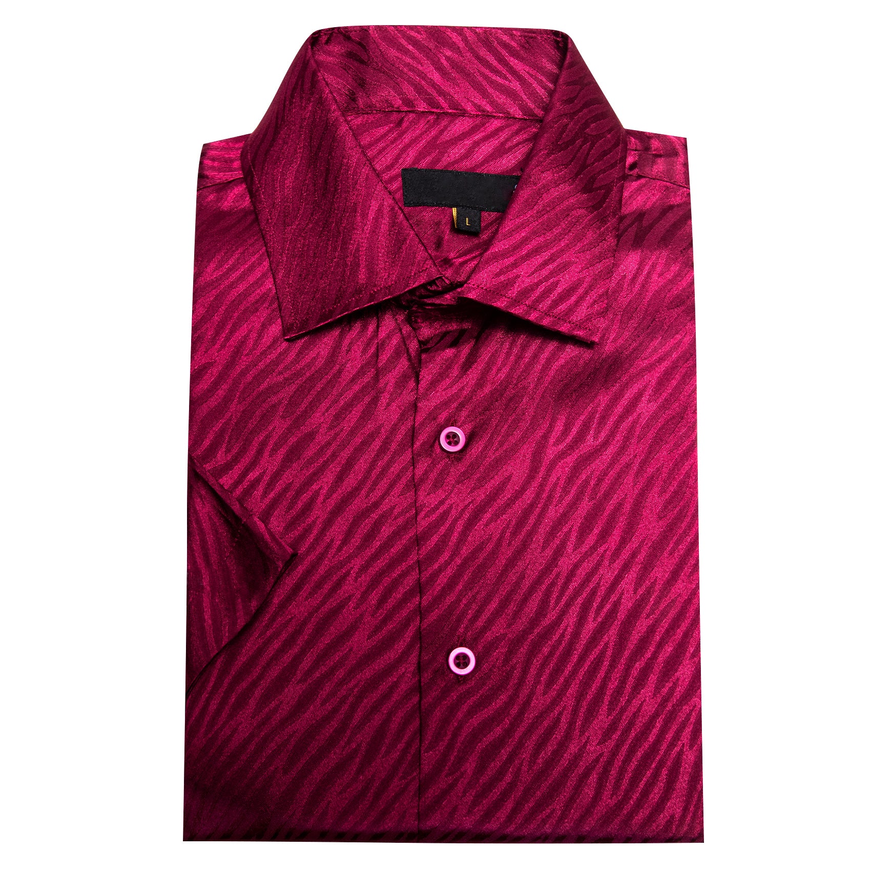 Burgundy Novelty Silk Men's Short Sleeve Shirt