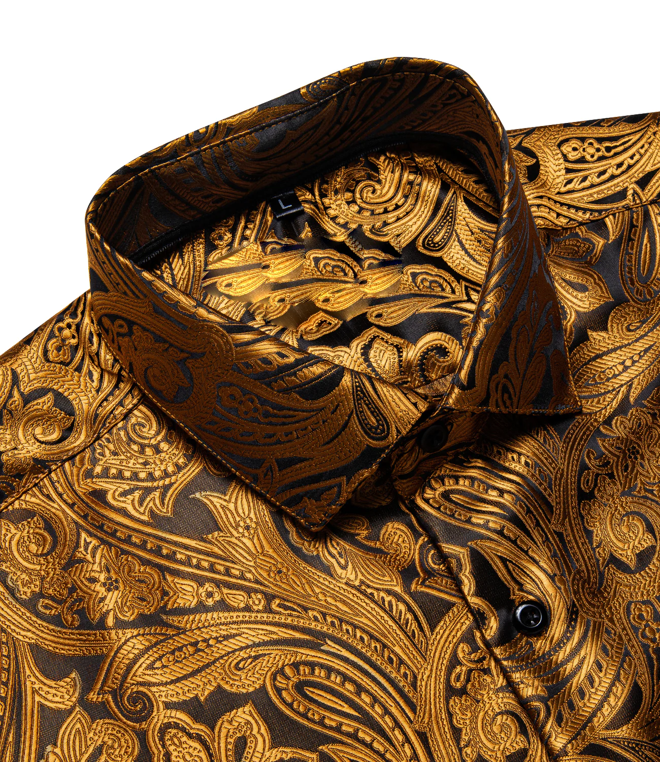 Black Golden Paisley Men's Long Sleeve Shirt