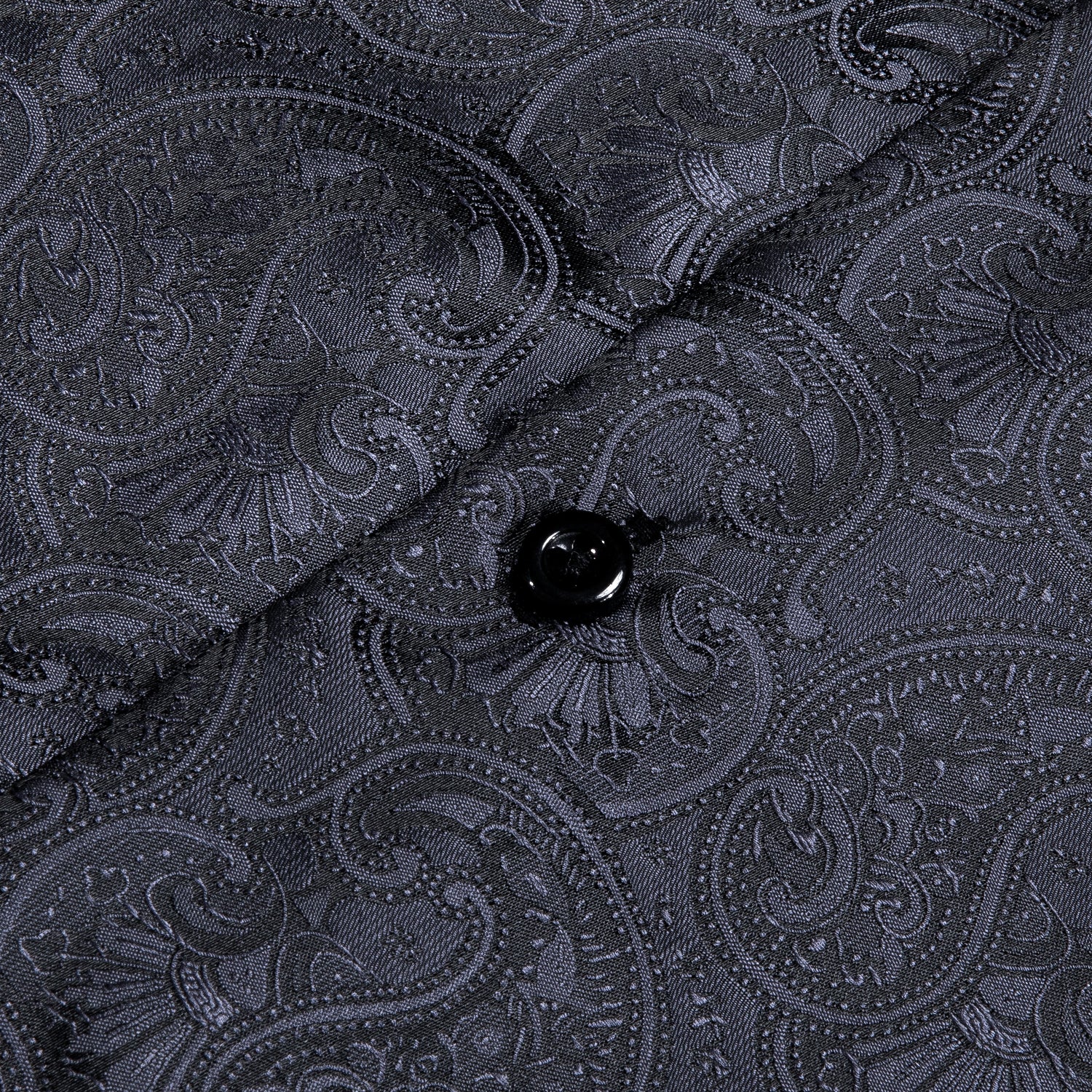 Classic Black Paisley Silk Men's Long Sleeve Shirt