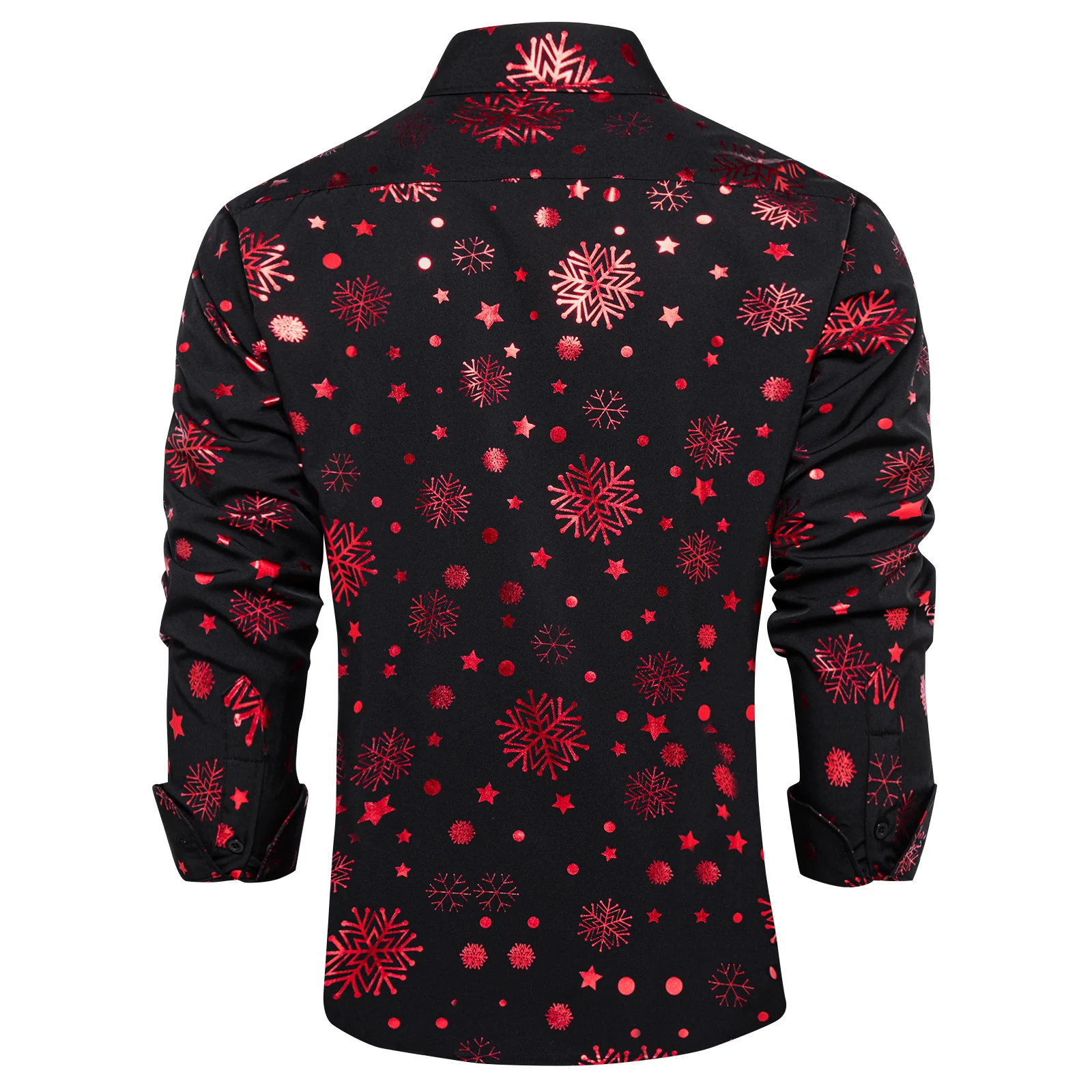 Black Red Snowflakes Long Sleeve Shirt Christmas