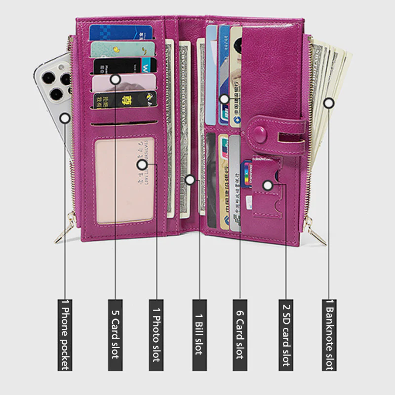 Multi-Slot Elegant Card Holder Long Wallet