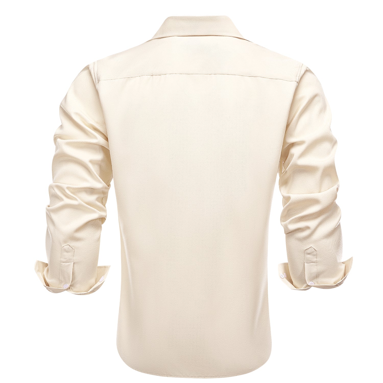 Ivory Solid Stretch Woven Business Men's Long Sleeve Button Down Shirt