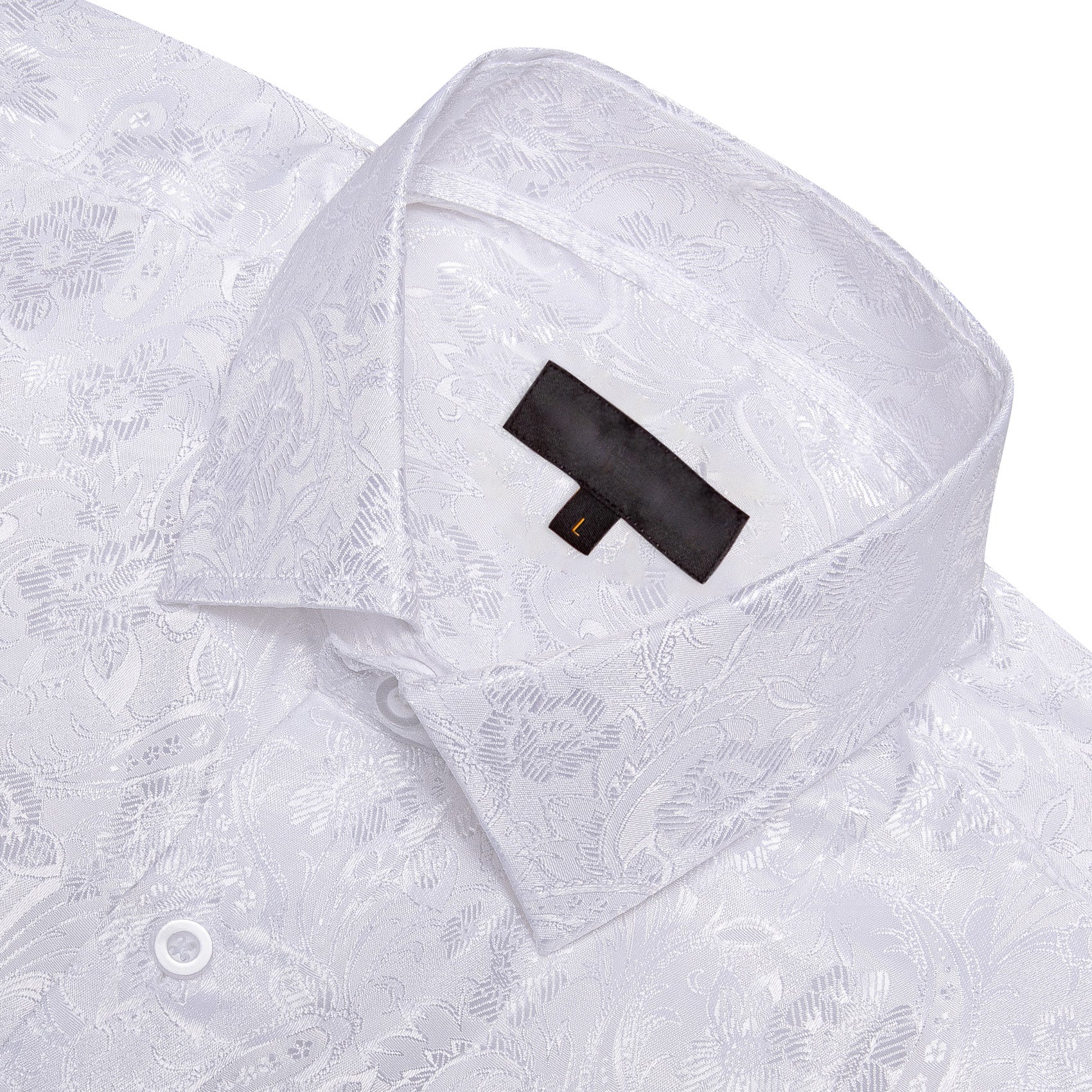 White Floral Silk Men Long Sleeve Shirt