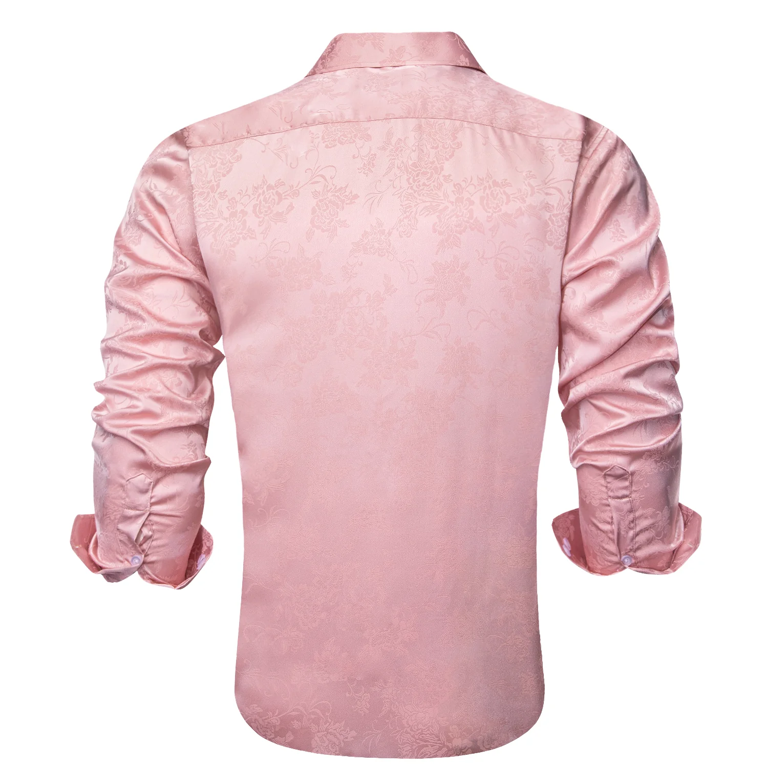 Pure Pink Paisley Silk Men's Long Sleeve Shirt