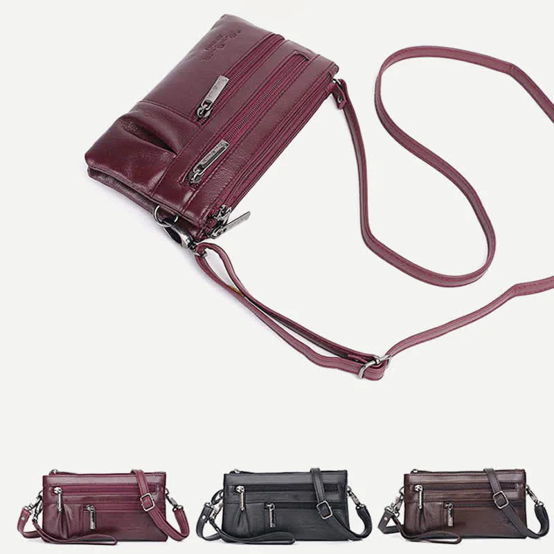 Clutch Wallet for Women Multi-Pocket Genuine Leather Wallet with Crossbody Strap