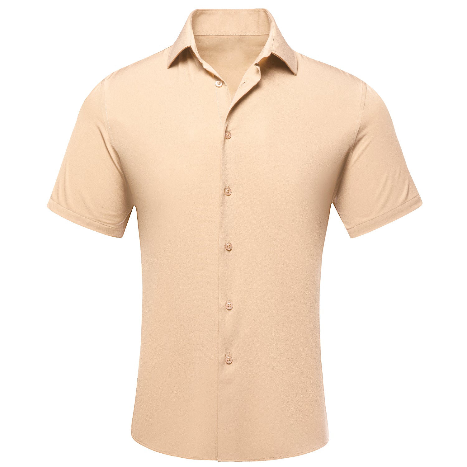 Champagne Solid Men's Short Sleeve Shirt