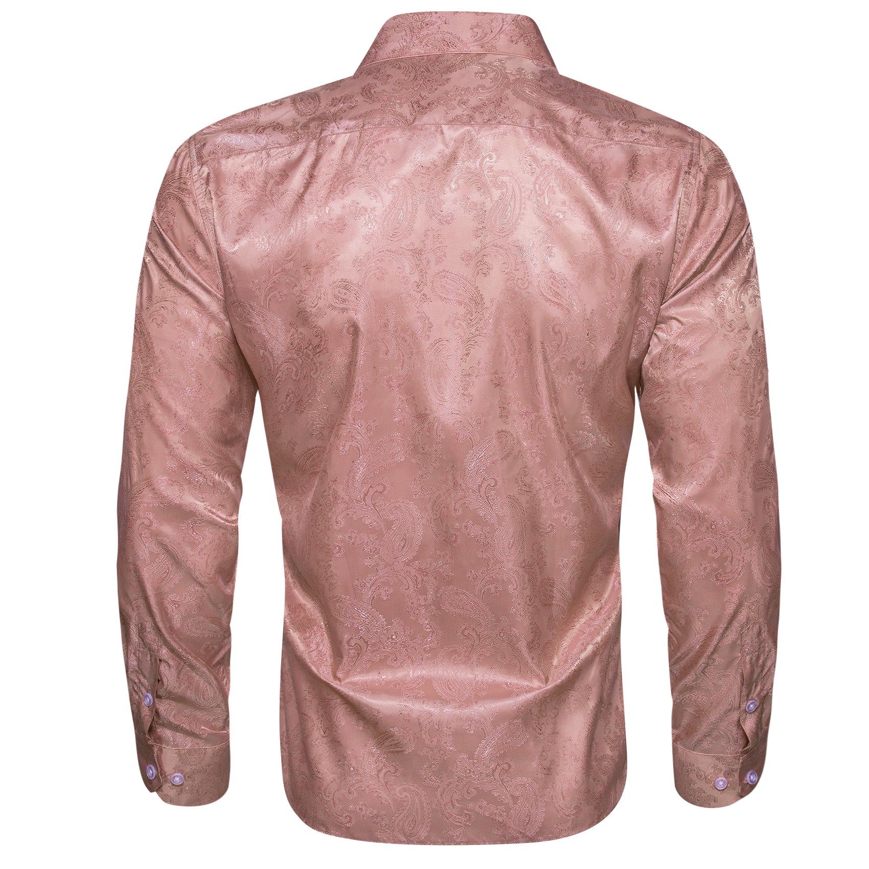 Dark pink Paisley Style Casual Silk Men's Long Sleeve Button Shirt
