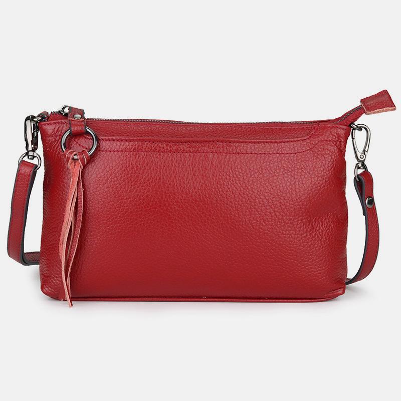 GenuineLeather Tassel Shoulder Crossbody Bag