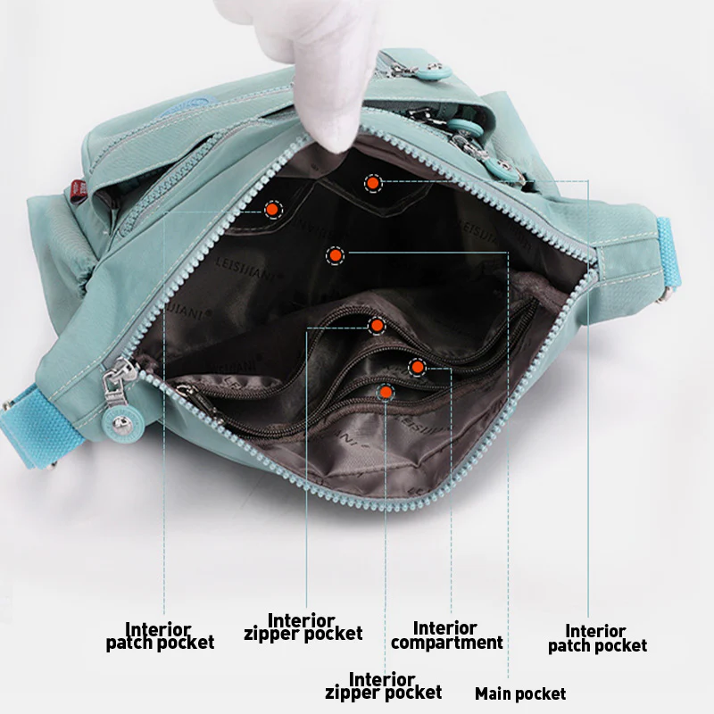 LargeCapacity Multi-Pocket Waterproof Lightweight Casual CrossbodyBag