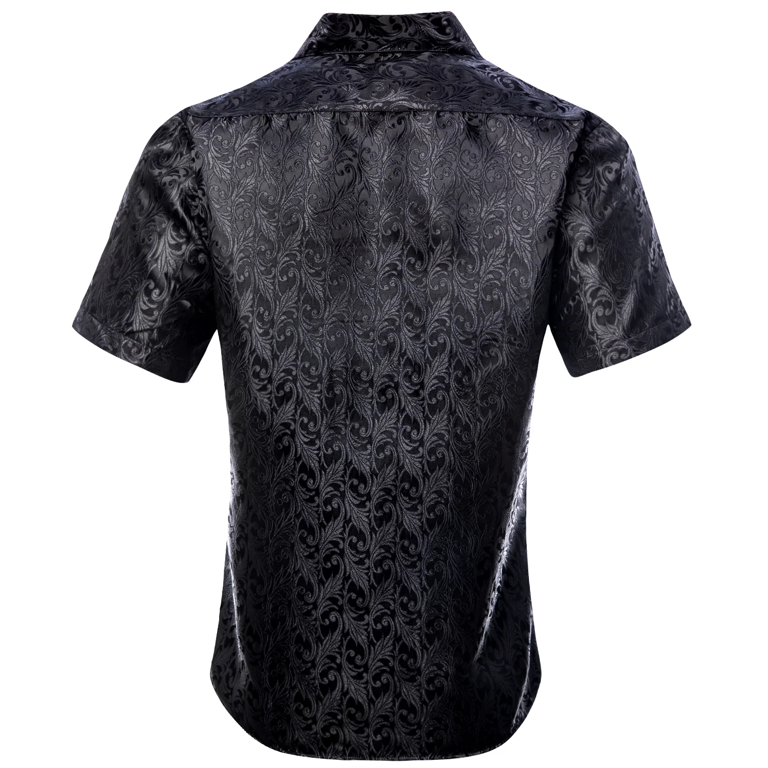 Grey Floral Silk Men's Short Sleeve Shirt