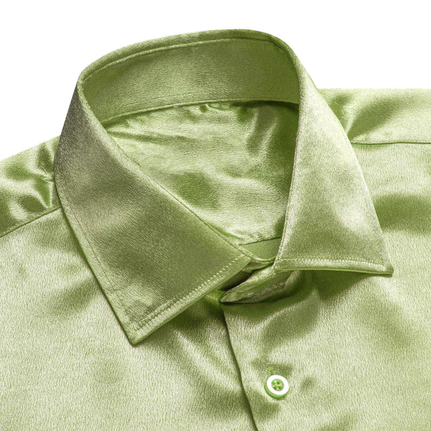 Light Green Solid Silk Men's Long Sleeve Shirt
