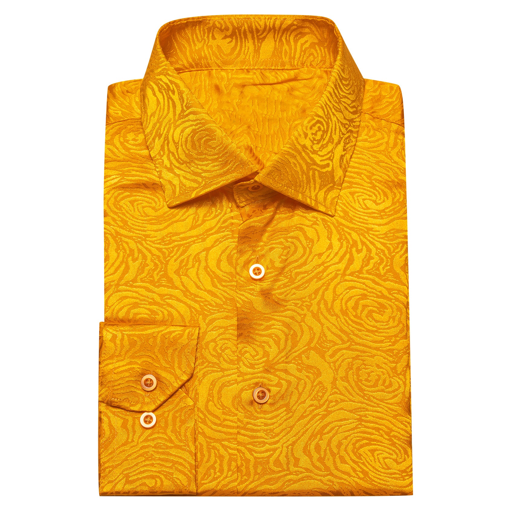 Golden Floral Rose Men's Long Sleeve Shirt