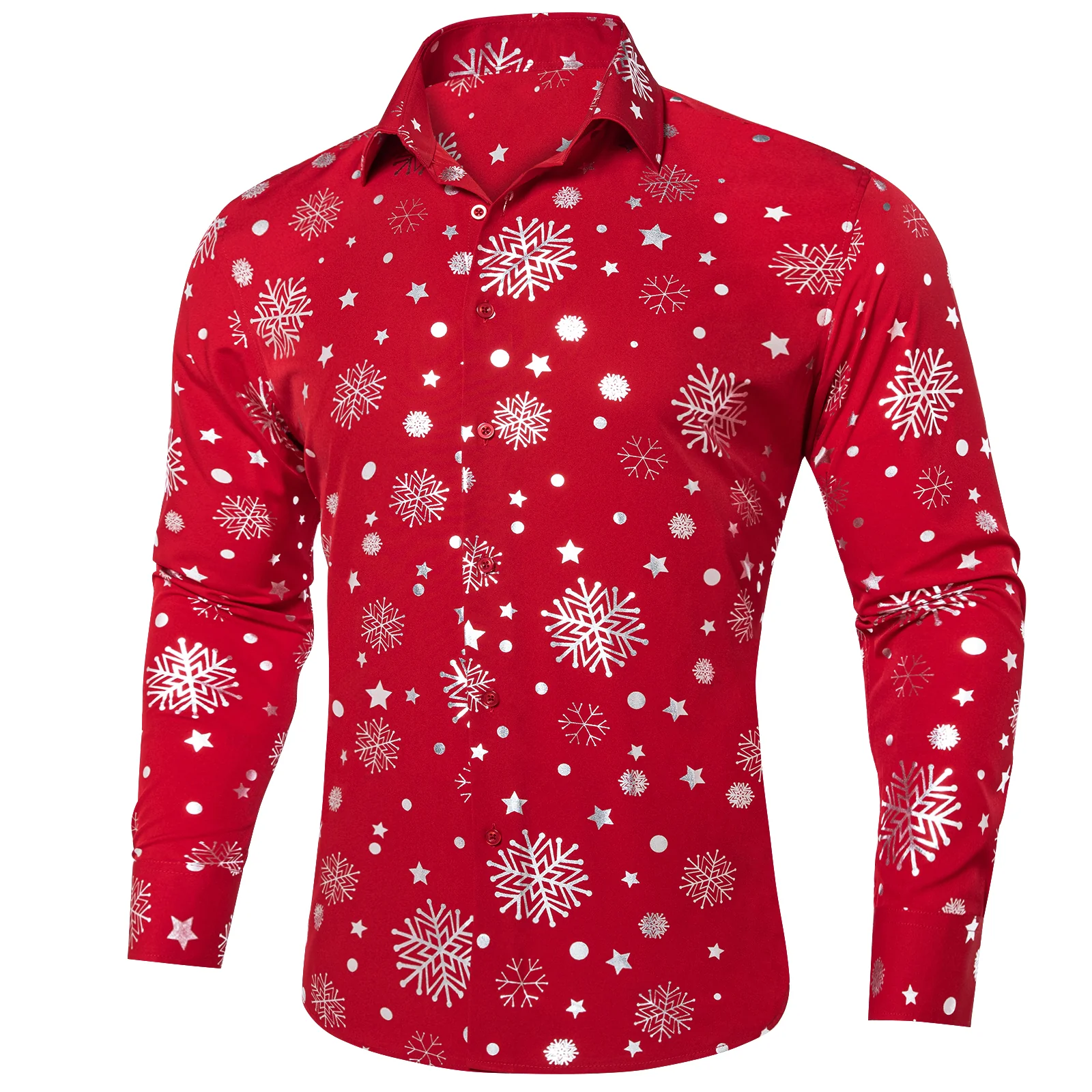 Red White Snowflakes Long Sleeve Shirt Christmas