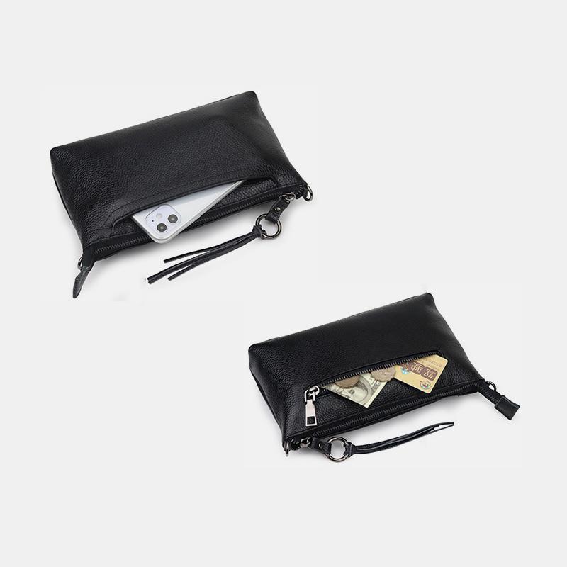 GenuineLeather Tassel Shoulder Crossbody Bag