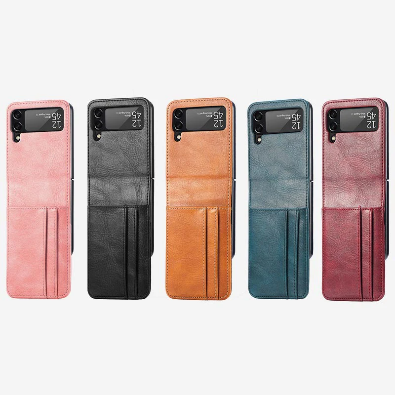 Samsung Galaxy Z Flip& Z Flip 3 4 Phone Case Leather Phone Bag with Multi-Slot