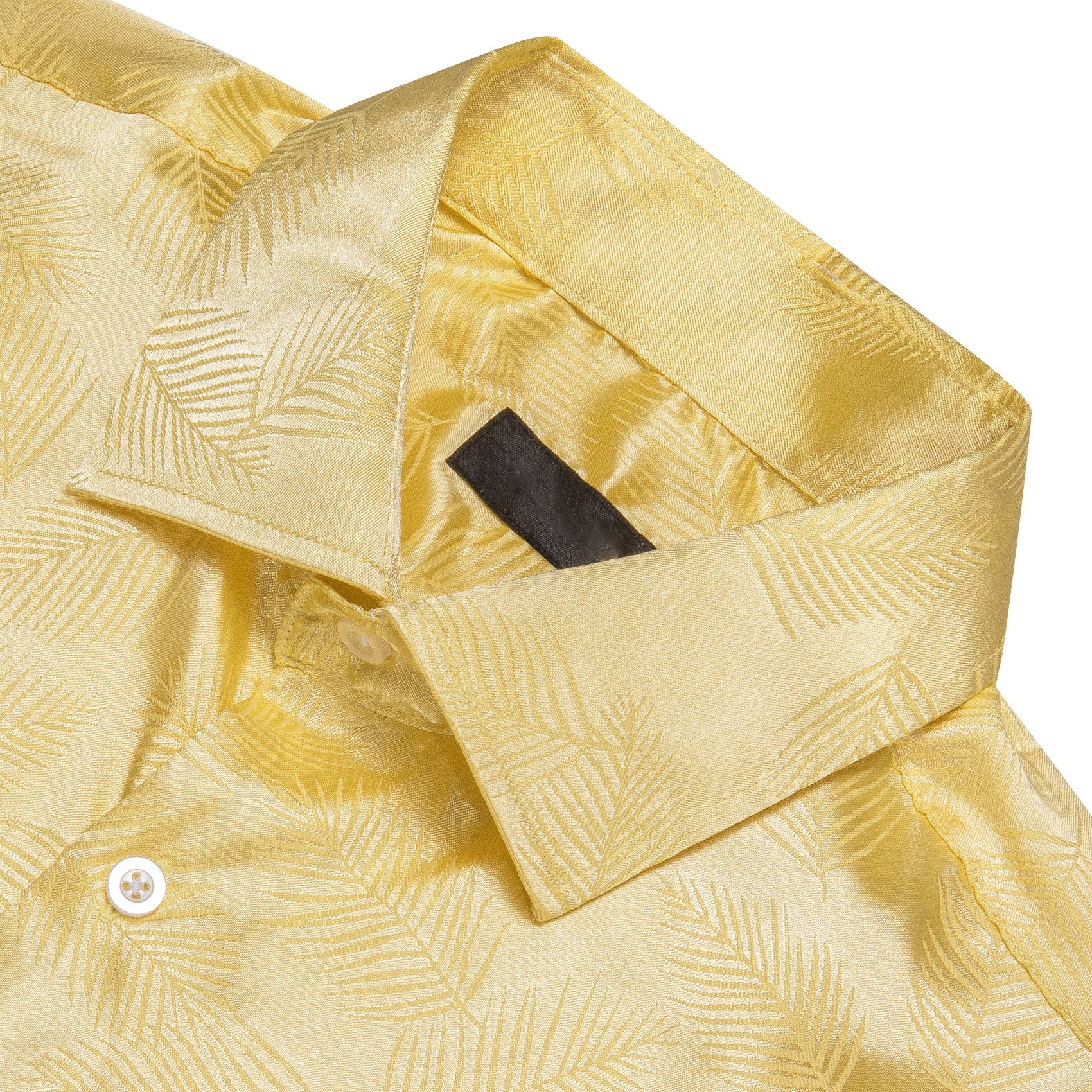 Yellow Floral Leaf Men's Long Sleeve Shirt