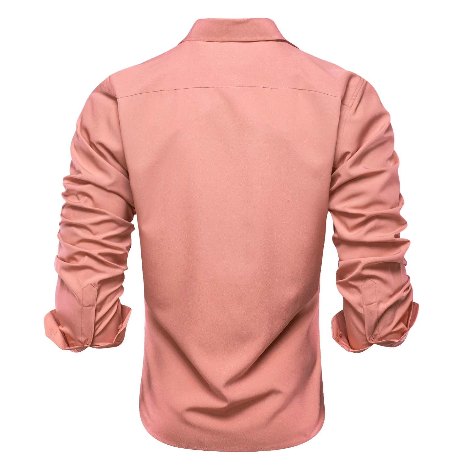 New Flesh Pink Solid Men's Long Sleeve Cotton Shirt