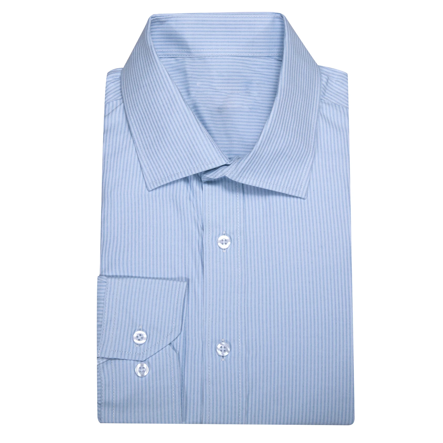 Sky Blue Solid Men's Long Sleeve Work Shirt