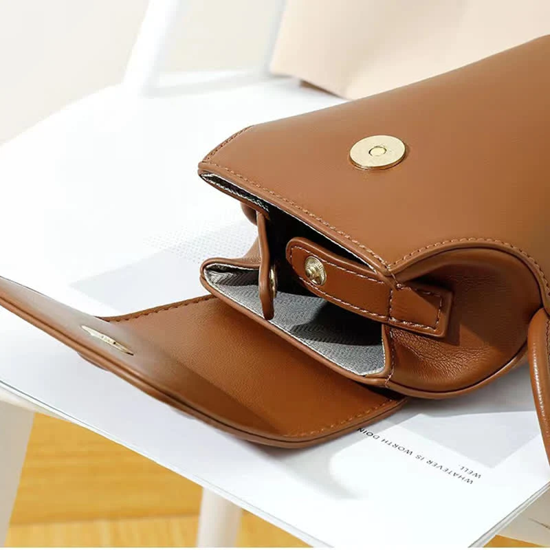 Women Mini Retro Bucket Bag PU Leather Phone Bag Crossbody Bag