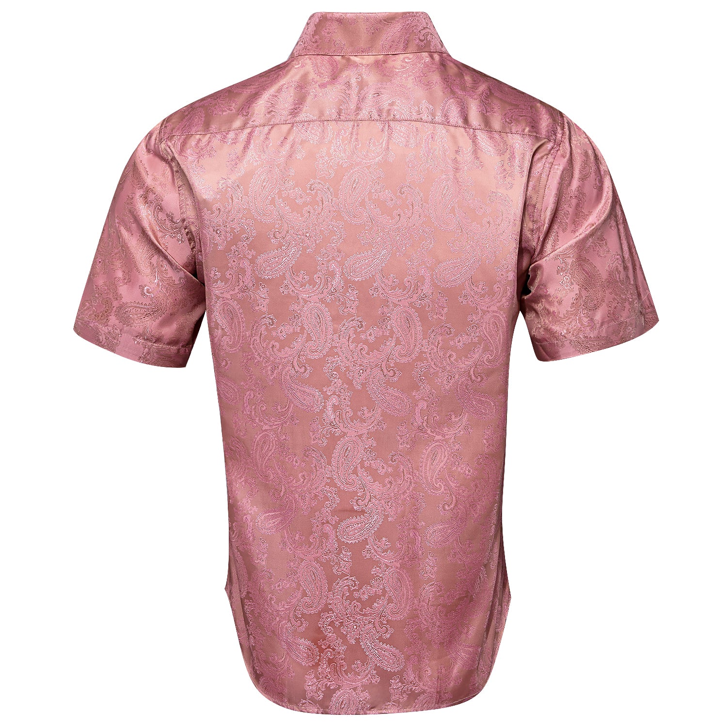 New Baby Pink Paisley Silk Men's Short Sleeve Shirt