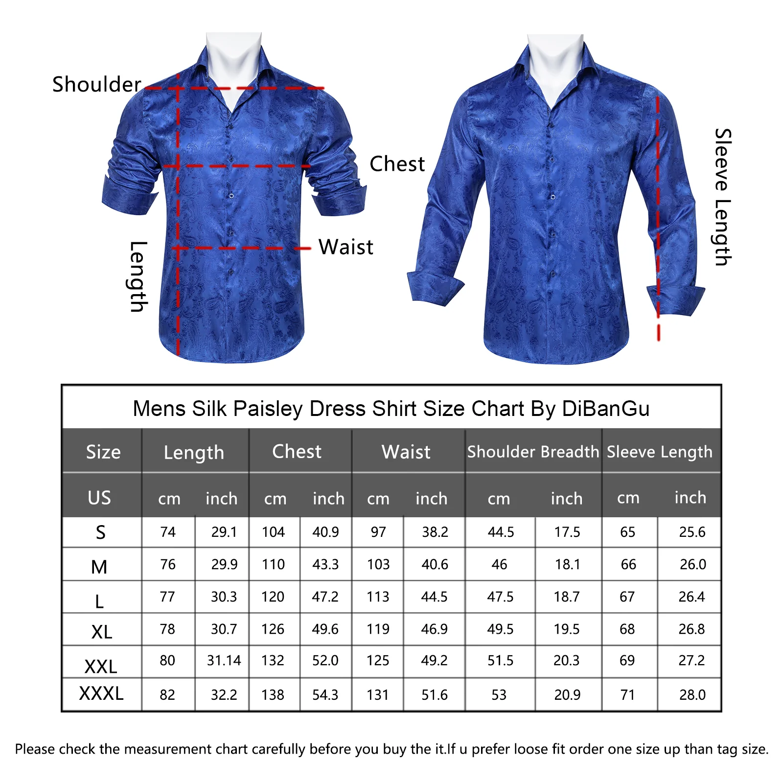 Klein Blue Paisley Style Silk Men's Long Sleeve Shirt