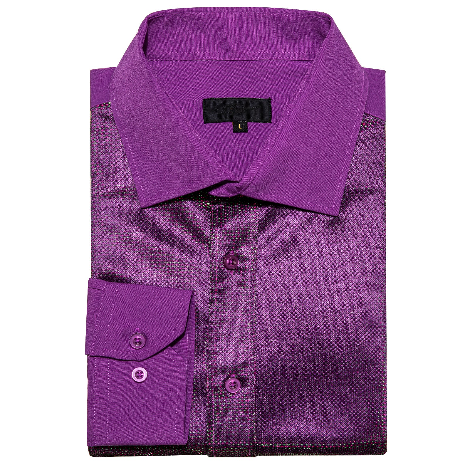 Grape Purple Solid Silk Men's Long Sleeve Shirt