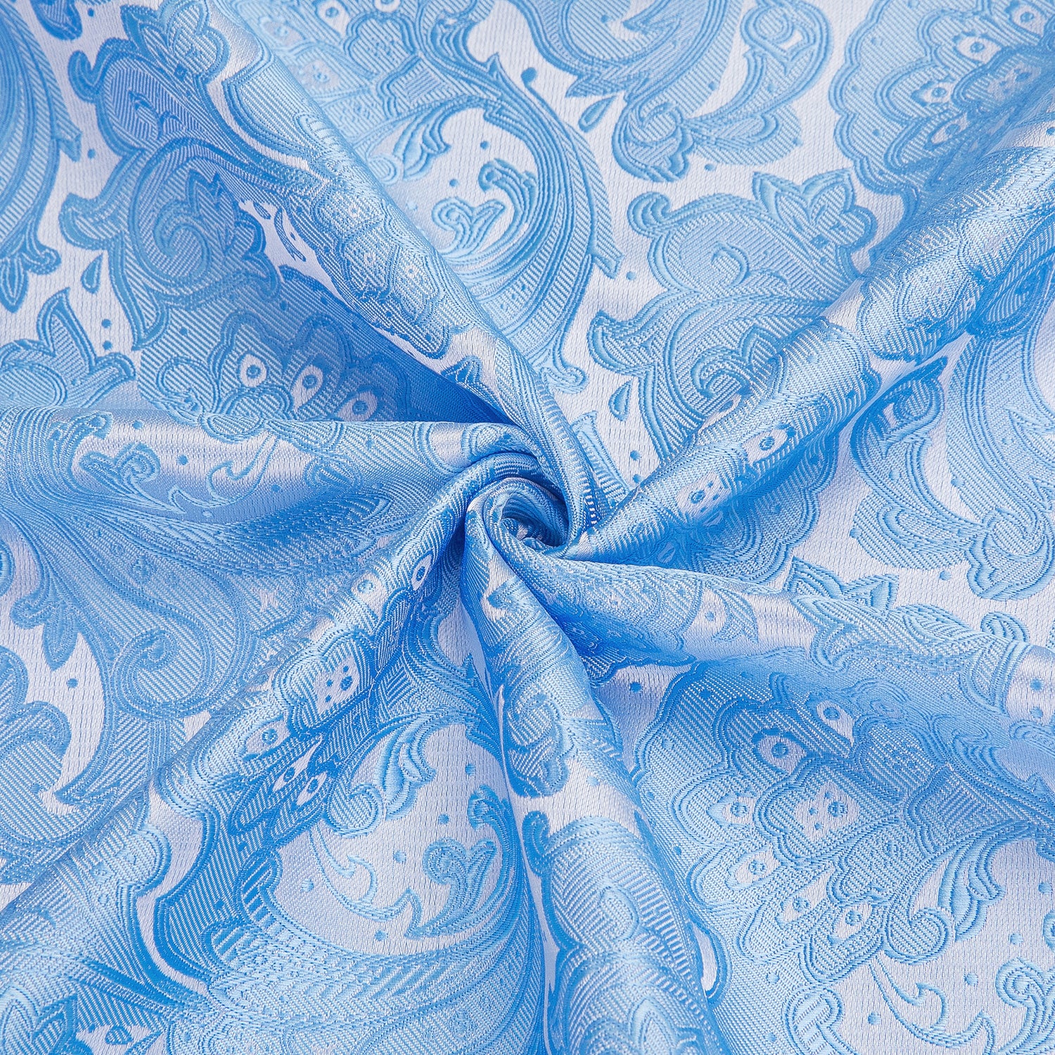 Sky Blue Paisley Flower Silk Men's Short Sleeve Shirt