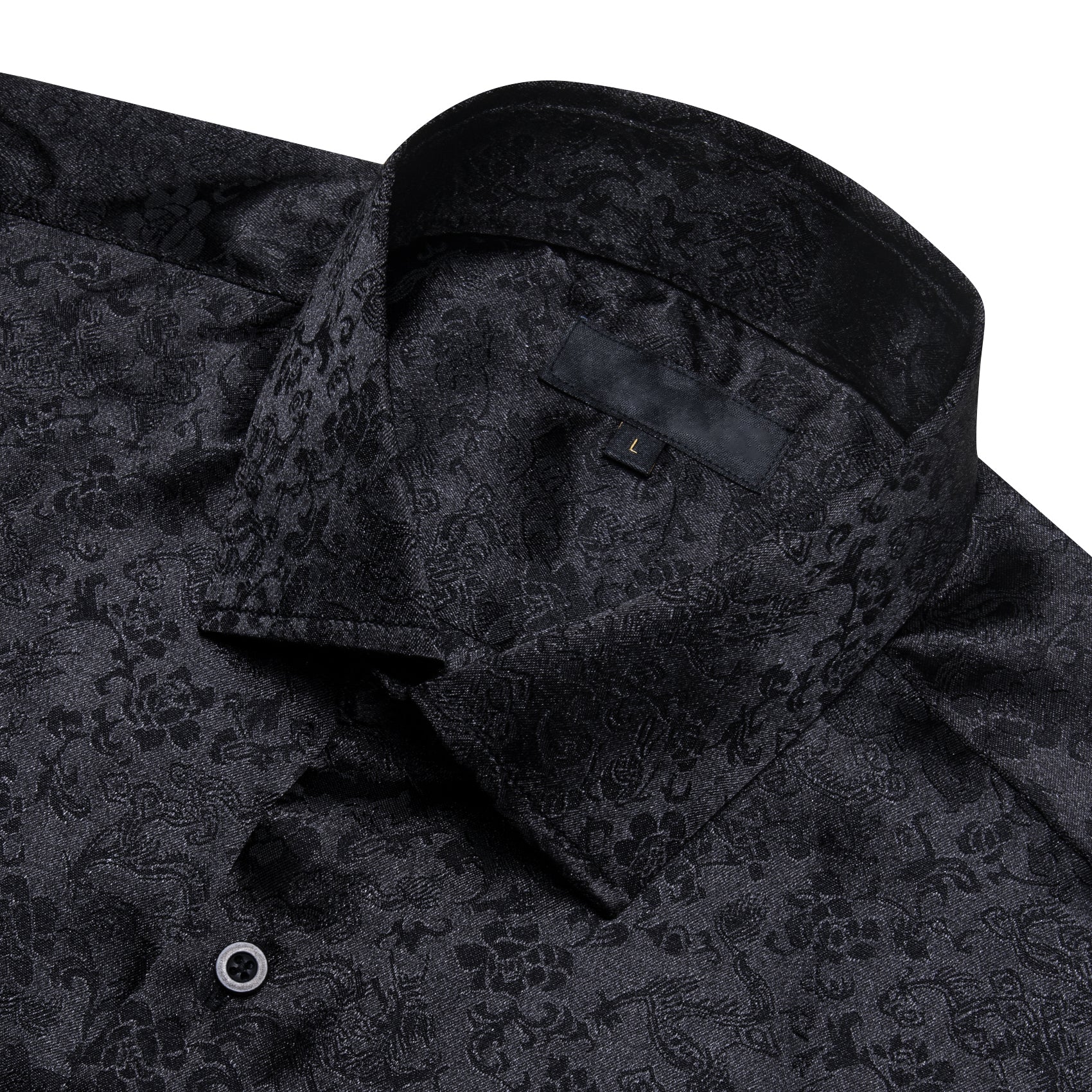 Black Floral Silk Men's Short Sleeve Shirt