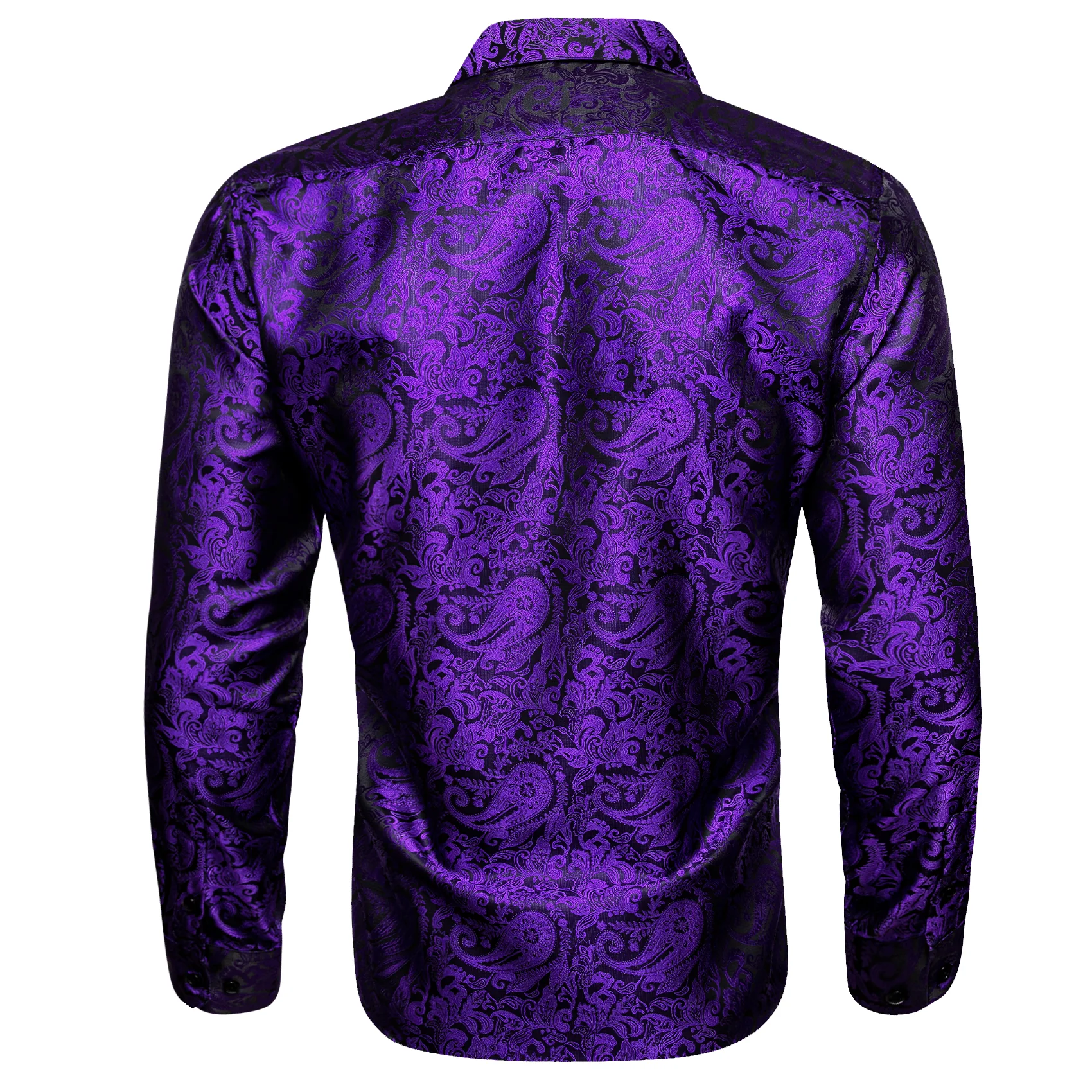 Purple Black Paisley Men's Long Sleeve Shirt