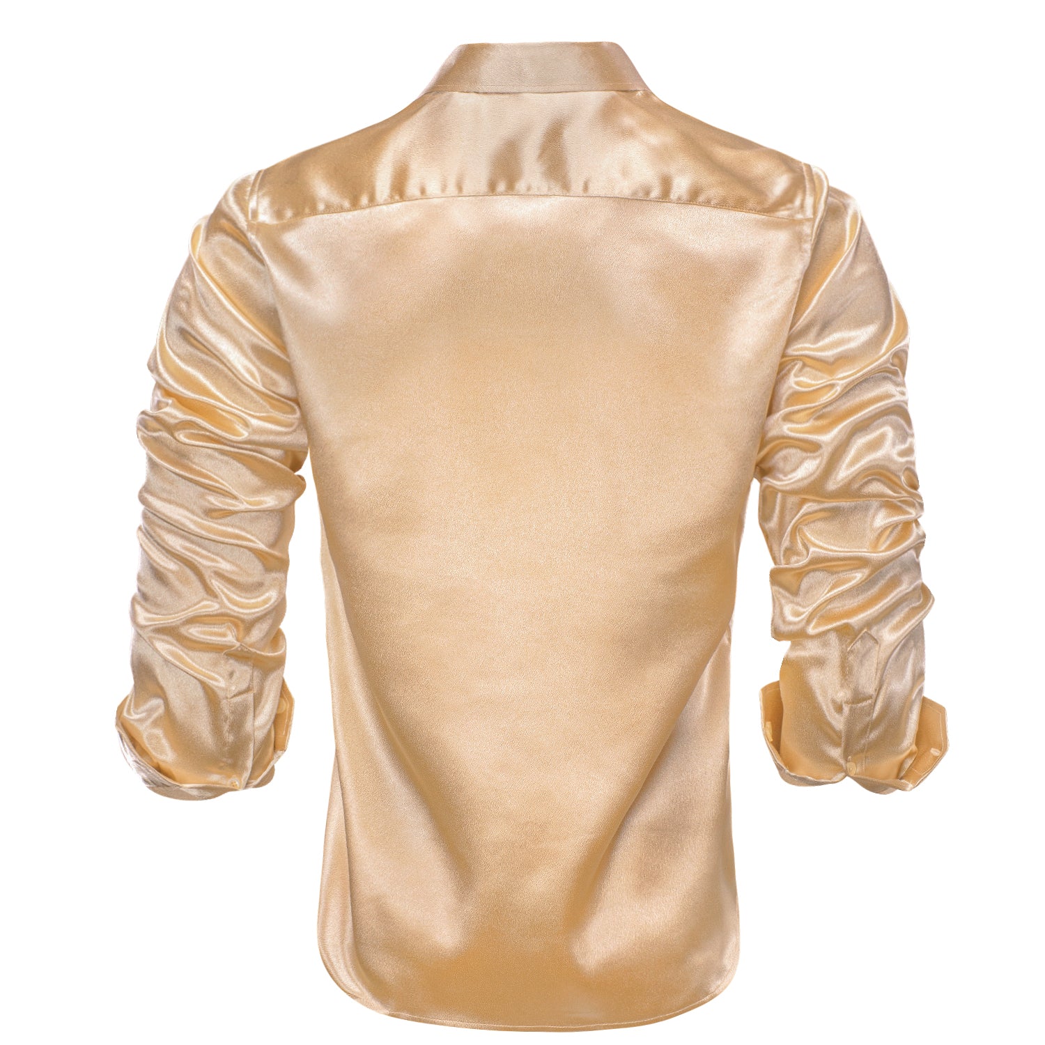 Champagne Solid Silk Men's Long Sleeve Shirt