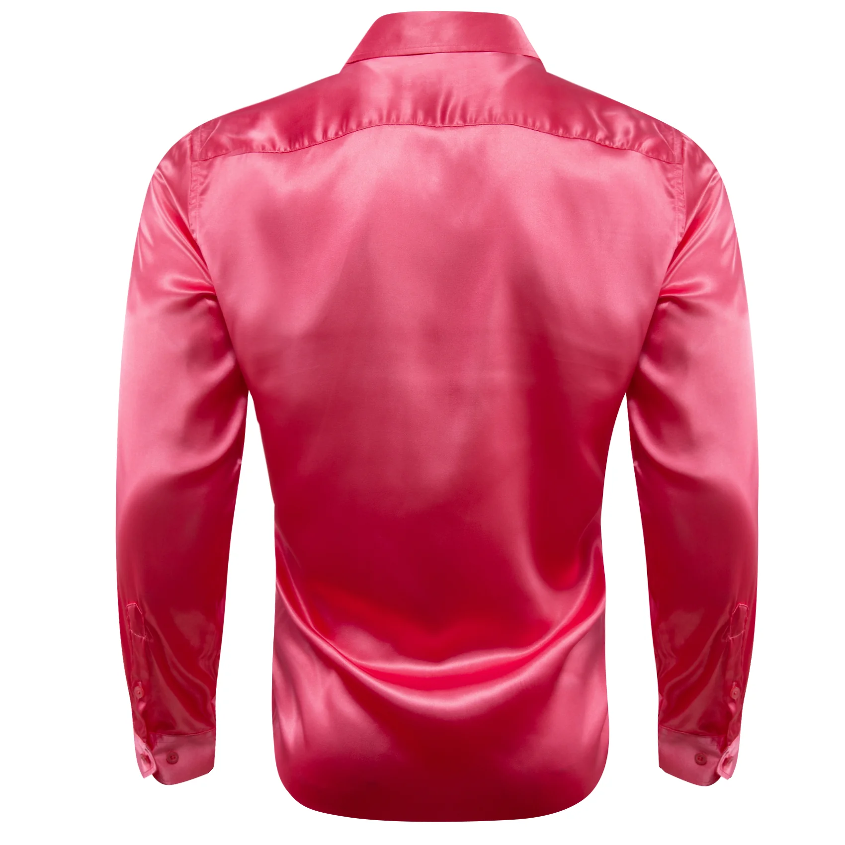 PaleVioletRed Solid Silk Men's Long Sleeve Shirt