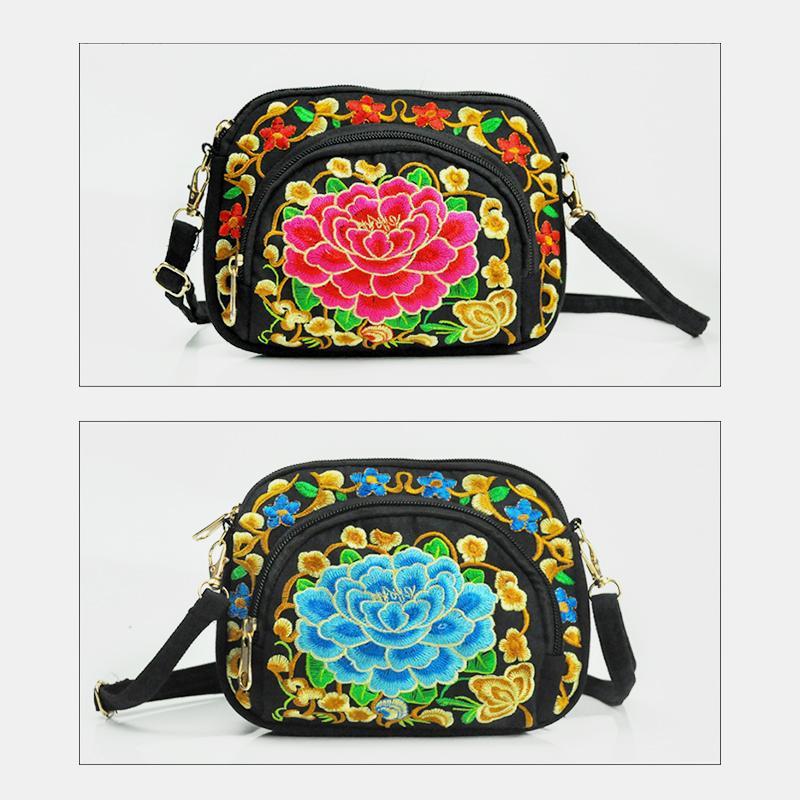 Embroidery Small Crossbody Bag Cell Phone Pouch