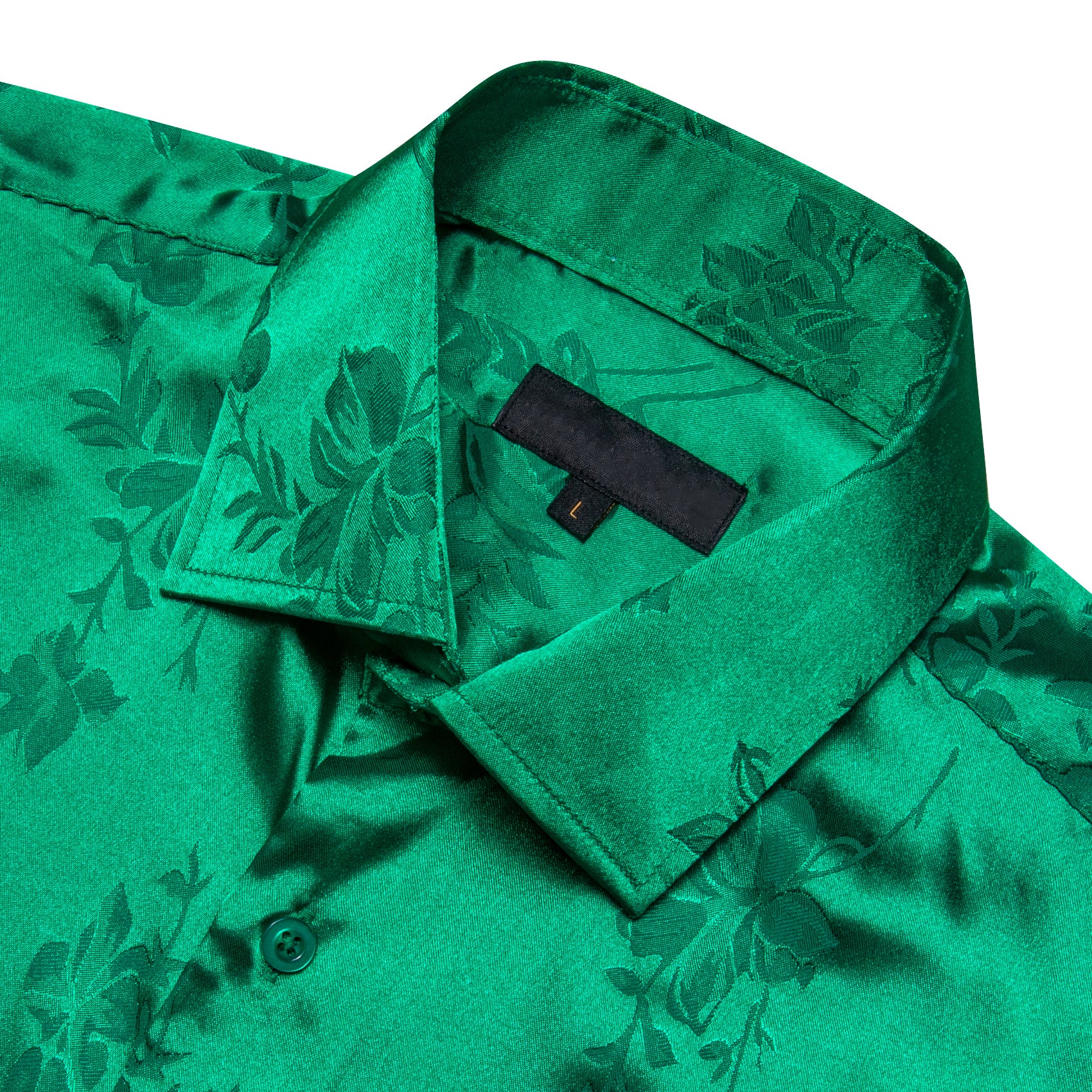Emerald Green Floral Silk Men's Short Sleeve Shirt