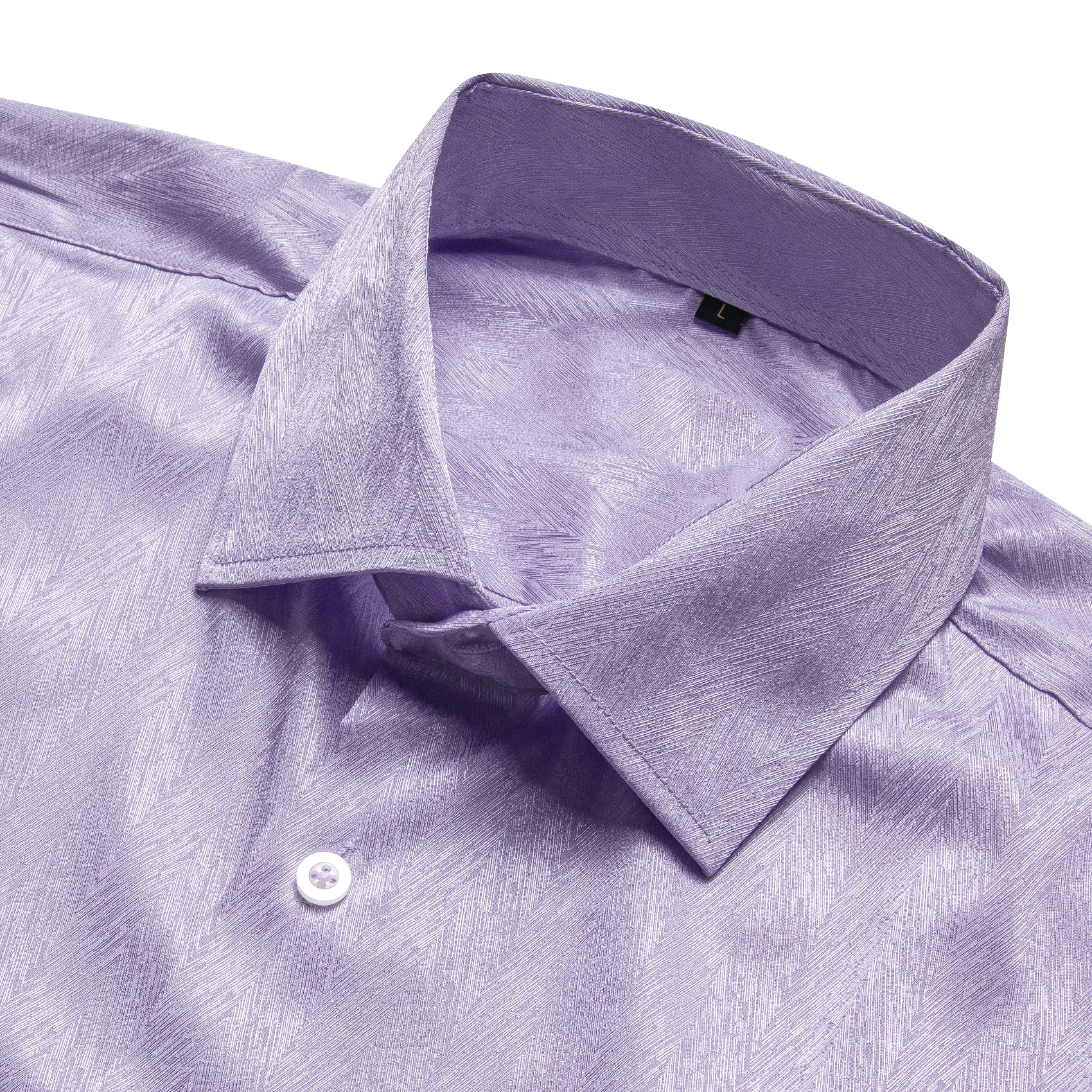 Light Purple Solid Woven Silk Men's Long Sleeve Shirt