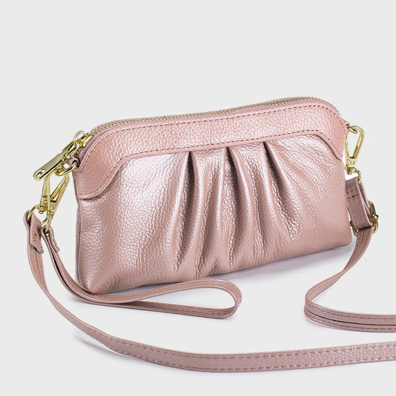 Genuine Leather Clutch Wallet for Women Wrist Bag Crossbody Bag