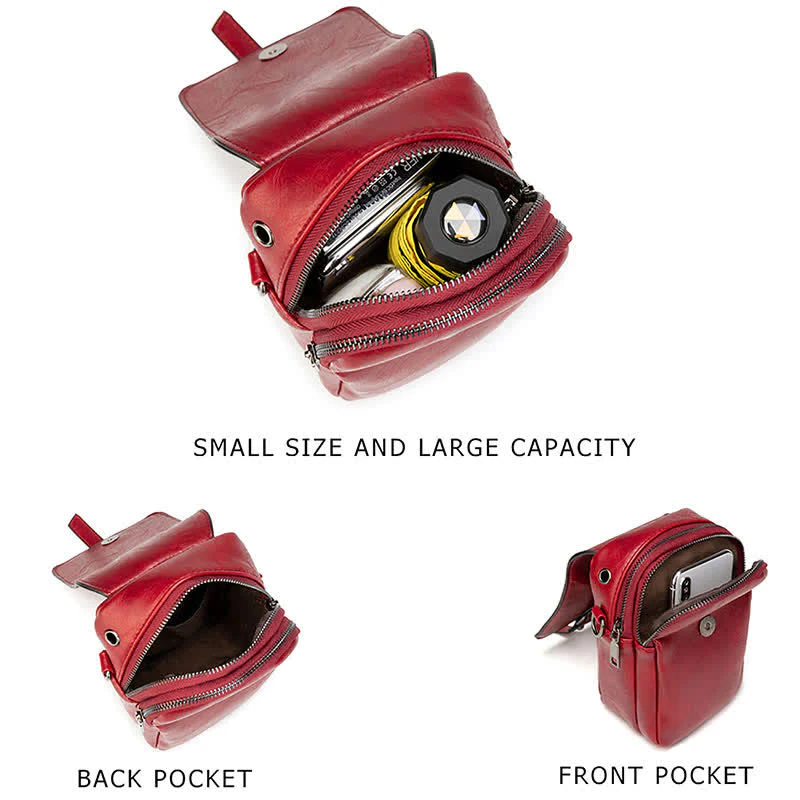 Vintage Crossbody Phone Bag Small Leather Shoulder Bag Wallet Purse