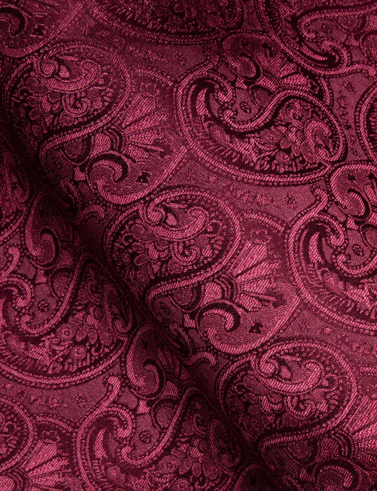 DarkRed Paisley Pattern Silk Men's Long Sleeve Shirt