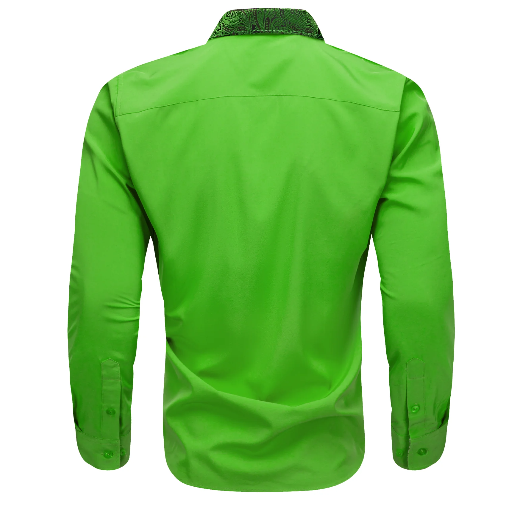 Splicing Style Cobalt Green with Green Paisley Edge Men's Long Sleeve Shirt