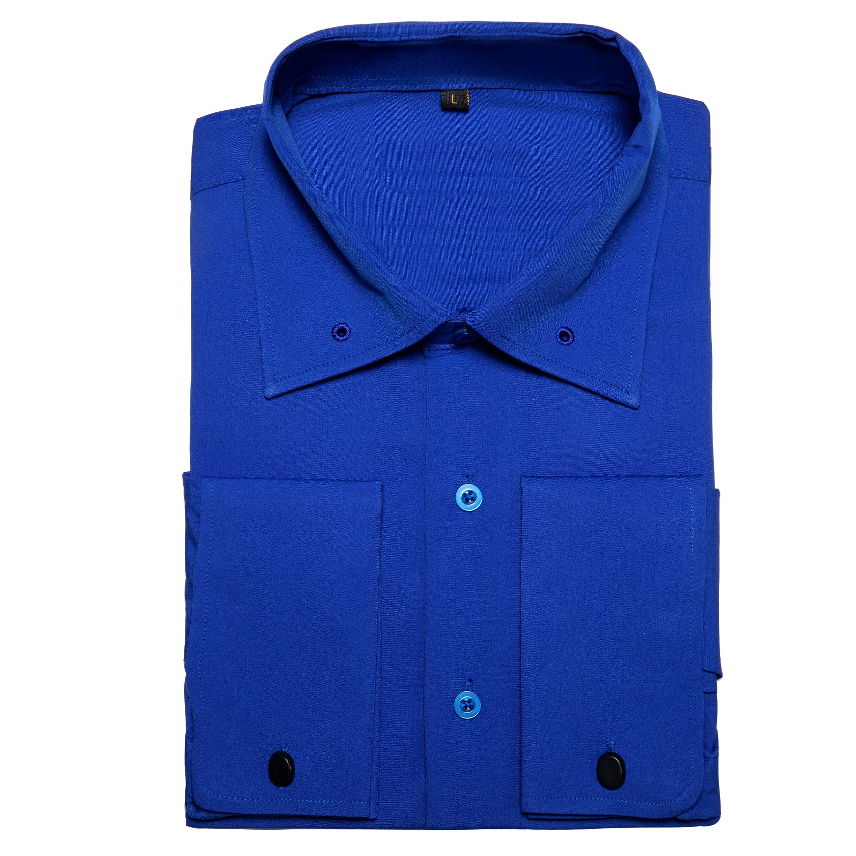 Klein Blue Solid Woven Men's Long Sleeve Shirt
