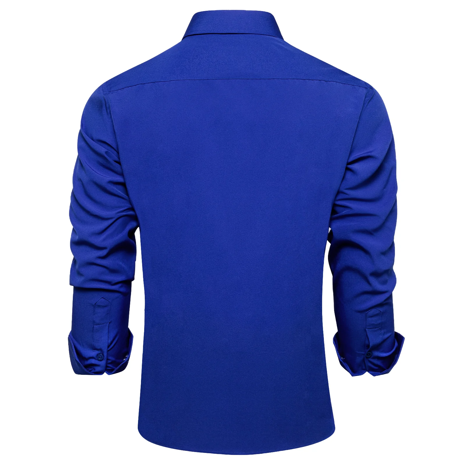 Ocean Blue Solid Silk Men's Long Sleeve Shirt