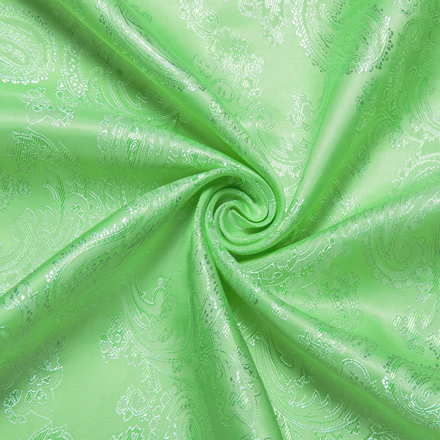 Fluorescent Green Paisley Style Silk Men's Long Sleeve Shirt