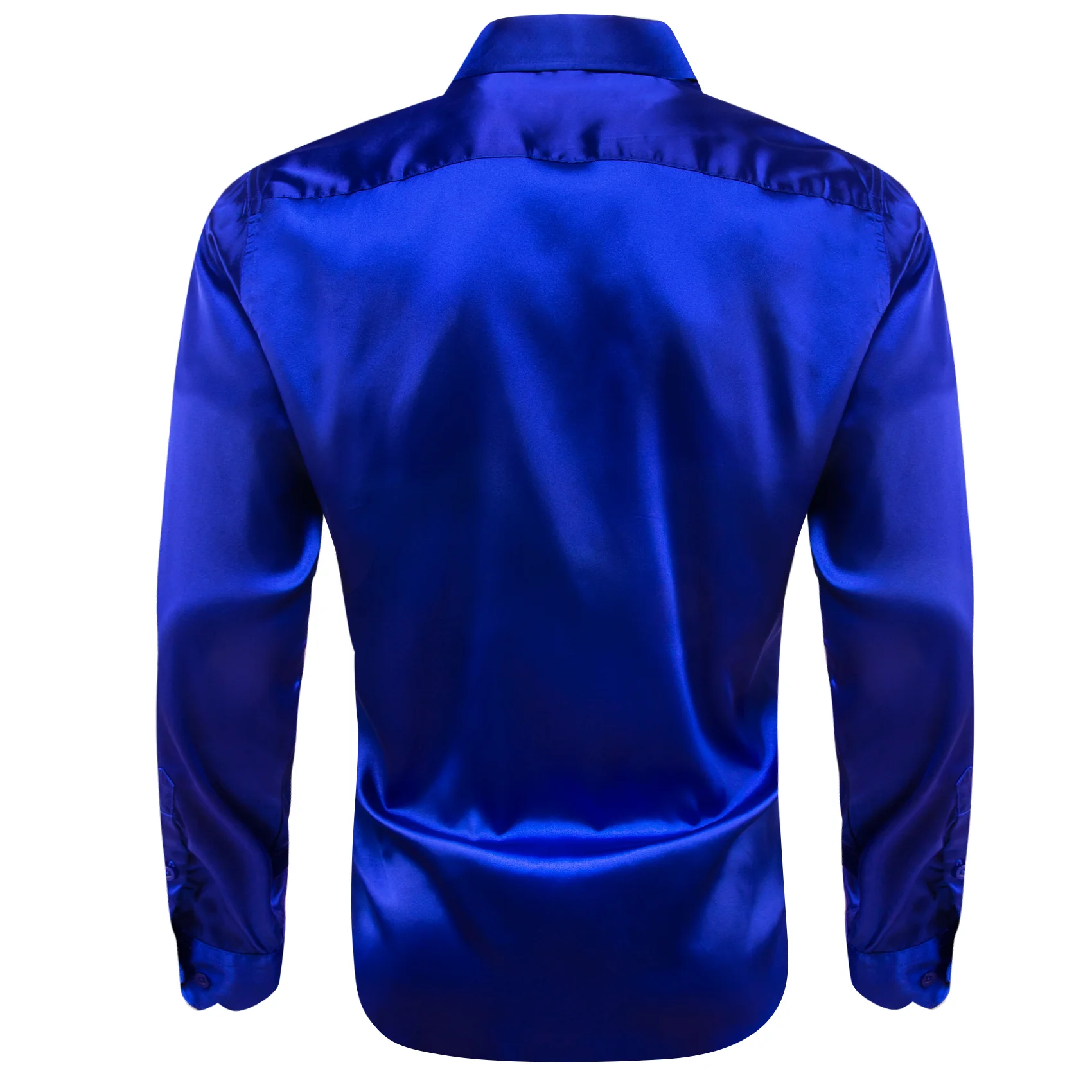 Royal Blue Satin Men's Long Sleeve Shirt