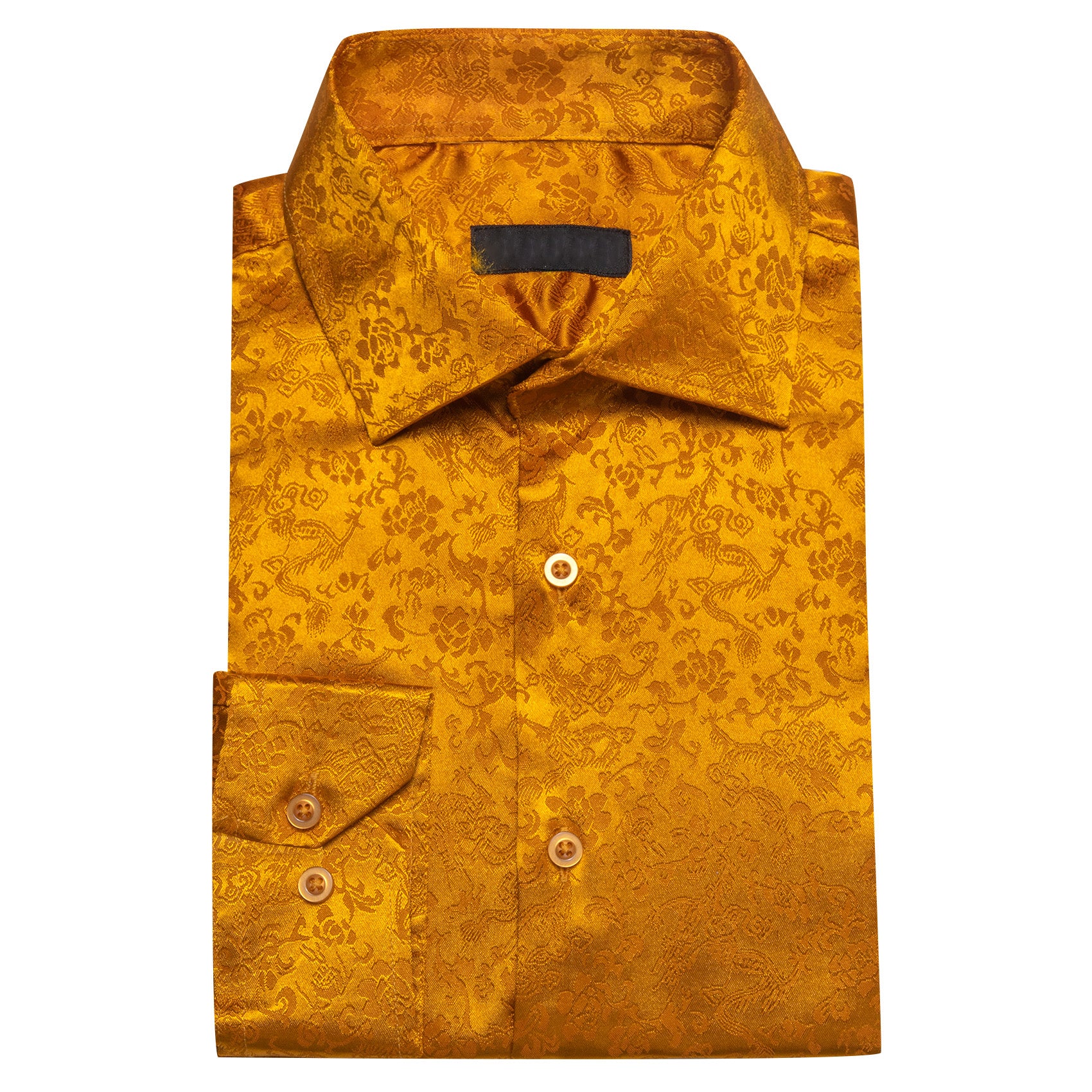 Bronze Floral Leaf Men's Long Sleeve Shirt