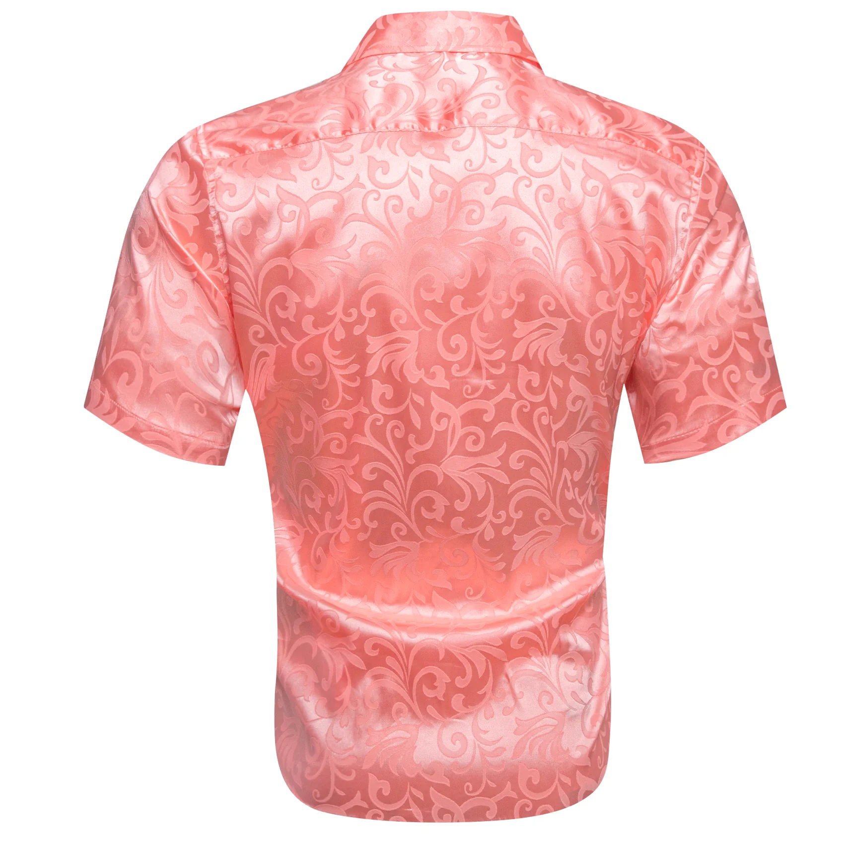 Orange Pink Floral Silk Men's Short Sleeve Shirt