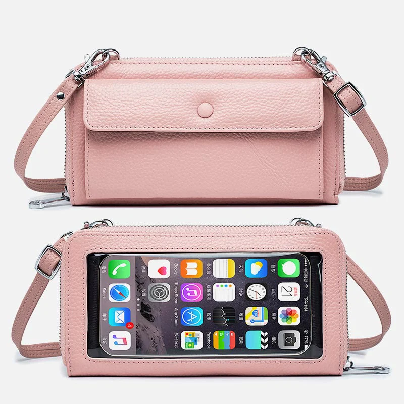 Genuine Leather Touch Screen Phone Bag Wallet Crossbody Purse